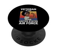 Veterano de la Fuerza Aérea de los Estados Unidos Mujeres Negras Veterano PopSockets PopGrip Adhesivo