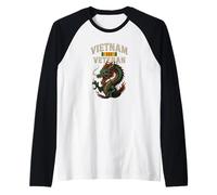 Veterano de Vietnam con dragón y cinta de servicio Camiseta Manga Raglan