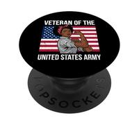 Veterano del Ejército de los Estados Unidos Veterano Afroamericano PopSockets PopGrip Adhesivo