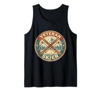 Veterano Esquiador Vintage Esquí Viejo Hombre Esquí Abuelo Camiseta sin Mangas