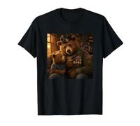 Veterano Orgulloso Oso Papá Militar Héroe Padre e Hijo Camiseta gráfica económica, Hombre, Negro, M