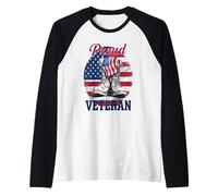 Veterano orgulloso patriótico | Día conmemorativo de los veteranos de las botas de combate Camiseta Manga Raglan