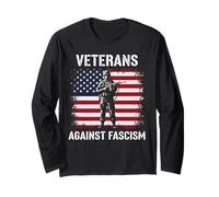 Veterans Against Fascism Vintage US Army Patriotic Soldier Manga Larga