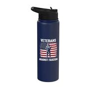 Veterans Against Fascism Vintage US Army Patriotic Soldier Stainless Steel Insulated Water Bottle