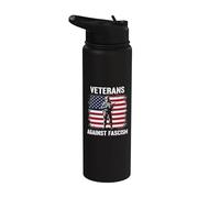 Veterans Against Fascism Vintage US Army Patriotic Soldier Stainless Steel Insulated Water Bottle