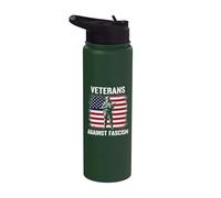 Veterans Against Fascism Vintage US Army Patriotic Soldier Stainless Steel Insulated Water Bottle