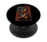 Veterans Day USA American Flag Rottweiler PopSockets PopGrip Adhesivo