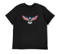 Veterans Patriotic American Bald Eagle Mullet with USA Flag Mens T-Shirt Black Tees Unisex Shirt XXL