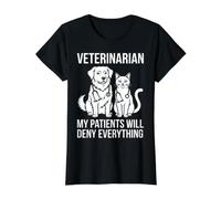 Veterinario Mis Pacientes negarán Todo diseño de Perros y Gatos Camiseta gráfica económica, Mujer, Negro, M