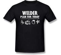 VETES Plan for Today Coffee Welder Beer Sex T Shirt Men Funny Welding for Welder Tees Mens Tops Shirt Rife Black S