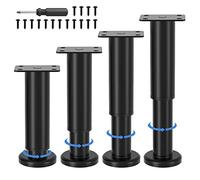 VETIN Ajustables para Muebles, Altura Regulable de, Patas de Metal Negro para Muebles, Patas de Muebles para Armario, Mueble de televisión, Cama, sofá, mesita de Noche, Silla de (4, 12-18cm)