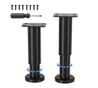 VETIN Ajustables para Muebles, Altura Regulable de, Patas de Metal Negro para Muebles, Patas de Muebles para Armario, Mueble de televisión, Cama, sofá, mesita de Noche, Silla de (2, 12-18cm)