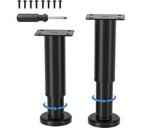 VETIN Ajustables para Muebles, Altura Regulable de, Patas de Metal Negro para Muebles, Patas de Muebles para Armario, Mueble de televisión, Cama, sofá, mesita de Noche, Silla de (2, 8-12cm)