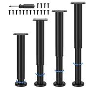 VETIN Ajustables para Muebles, Altura Regulable de, Patas de Metal Negro para Muebles, Patas de Muebles para Armario, Mueble de televisión, Cama, sofá, mesita de Noche, Silla de (4, 25-43cm)