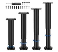 VETIN Ajustables para Muebles, Altura Regulable de, Patas de Metal Negro para Muebles, Patas de Muebles para Armario, Mueble de televisión, Cama, sofá, mesita de Noche, Silla de (4, 18-30)