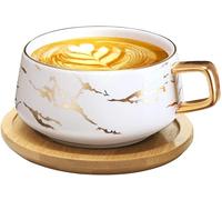 VETIN Juego de té de café, taza de café y platillo de porcelana, patrón de mármol, estilo nórdico, juego de tazas de té, tazas de café británicas, tazas de café de cerámica, tazas de café con leche