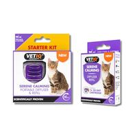 VETIQ Serene - Kit difusor de feromonas portátil calmante para Gatos, no Requiere enchufes, Cobertura de 65 m², Incluye 2 recambios