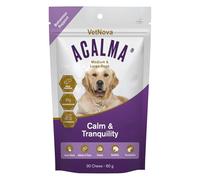 VetNova - ACALMA Chews Calmantes para Perros Medianos y Grandes con Proteína de Leche, Magnesio y Vitaminas B, Facilita la Adaptación a Cambios en su Entorno, Viajes, Alta Palatabilidad - 30 Unidades