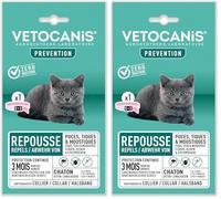 Vetocanis | Collar Antipulgas Gatos de - de 9 Meses | Collar Antiparasitario Gatos | Eficaz 3 Meses | Protección yTratamiento Resistente al Agua | Formulado bajo Control Veterinario (Paquete de 2)