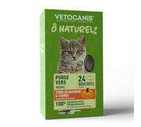 Vetocanis - Ô Naturel - Comida y Snack Para Gatos Contra Parásitos Intestinales - Con Tierra de Diatomeas y Calabaza - Antiparasitario y Desparasitante - 24 Unidades, 36g