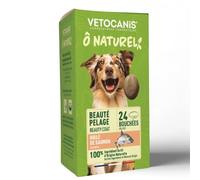 VETOCANIS OO Natural - Bocadillos de Belleza para Perros - Dulces para Perros con Aceite de salmón para Uso como recompensa para Perros - Comida para Perros - 24 bocados - 120 g, Verde