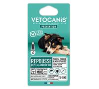 Vetocanis, pipetas antipulgas para perros, 2 x 1 meses sin garrapatas, púas, mosquitos, antiparasitarios para perros, 10 a 20 kg, a base de Margosa, repelente de protección inmediata, 2 pipetas de 3