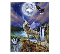 VETPW DIY 5D Lobo Diamante Pintura por Números Kit, Diamond Pasted Painting Kit Completo Bordado De Punto De Cruz Diamante Arts Craft para Decoración de la Pared del Hogar (30x40CM)