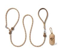 VETRESKA Correa ligera para perro, correa de cuerda ajustable para perros medianos y grandes, correas de plomo antideslizantes para perros con dispensador de bolsas, kit de paseo 2 en 1 (café)