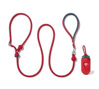 VETRESKA Correa ligera para perro, correa de cuerda ajustable para perros medianos y grandes, correas de plomo antideslizantes para perros con dispensador de bolsas, kit de paseo 2 en 1 (pajita)