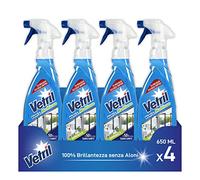 Vetril - Limpiador en spray para cristales y superficies con amoniaco, acción desengrasante y brillo sin manchas, 650 ml x 4