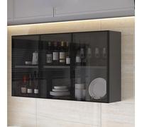 Vetrina Moderna in vetro da parete - Struttura in Legno massello con Ante in vetro, mensola portaoggetti da bagno sopra il Water per arredamento e organizzazione