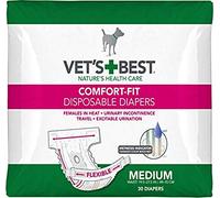 Vets Best Comfort Fit - Pañales Desechables para Perras, absorbentes con Ajuste a Prueba de Fugas, tamaño Mediano, 30 Unidades, Color Blanco