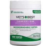 Vet's Best Limpiar Ojos & Orejas Toallitas Profesionales para Perros Y Gatos - 160 Toallitas