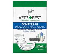Vet's Best Comfort Fit Disposable Male Dog Diapers, Envolturas masculinas absorbentes con ajuste a prueba de fugas, Pequeño 12Pk
