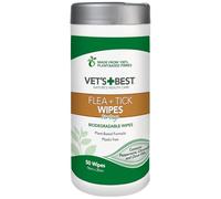 Vet's Best Toallitas para pulgas y garrapatas para Perros, aplicación específica para pulgas y garrapatas, Tratamiento Multiusos para Perros - 50 toallita