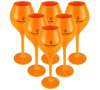 Veuve Clicquot Juego de 6 copas de champán, cristal acrílico amarillo, tamaño pequeño, 260 ml
