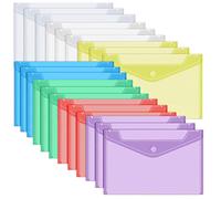 VEUWOLM 21 Pezzi Busta Portadocumenti, Cartelle a Busta A5 con Bottone, Cartella Portadocumenti in Plastica Cartella Portadocumenti per Scuola Ufficio, 7 Colori