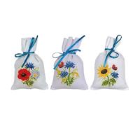 Vevaco Kits De Punto De Cruz Contado Bolsas Aromáticas DIY Creativo Set Flores del Campo Juego DE 3 Manualidades Bordar Kit Principiantes Decoration Hogar Regalo ca. 8 x 12 cm Cross Stitch Embroidery