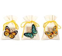 Vevaco Kits De Punto De Cruz Contado Bolsas Aromáticas DIY Creativo Set MARIPOSAS JUEGO DE 3 Manualidades Bordar Kit Principiantes Decoration Hogar Regalo ca. 8 x 12 cm Cross Stitch Embroidery