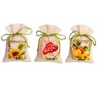 Vevaco Kits De Punto De Cruz Contado Bolsas Aromáticas DIY Creativo Set OTOÑO JUEGO DE 3 Manualidades Bordar Kit Principiantes Decoration Hogar Regalo ca. 8 x 12 cm Cross Stitch Embroidery