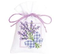 Vevaco Kits De Punto De Cruz Contado Bolsas Aromáticas DIY Creativo Set Ramas DE Lavanda con Lazo Manualidades Bordar Kit Principiantes Decoration Hogar Regalo ca. 8 x 12 cm Cross Stitch Embroidery