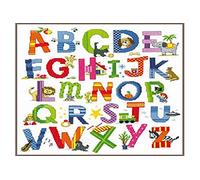 Vevaco Kits De Punto De Cruz Contado Cuadros Decoracion DIY Creativo Kit ABECEDARIO CON ANIMALES Manualidades Arte De Pared Bordar Kit Principiantes Regalo ca. 33 x 39 cm Cross Stitch Embroidery