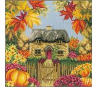 Vevaco Kits De Punto De Cruz Contado Cuadros Decoracion DIY Creativo Kit CUATRO ESTACIONES OTOÑO Manualidades Arte De Pared Bordar Kit Principiantes Regalo ca. 22 x 22 cm Cross Stitch Embroidery