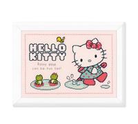 Vevaco Kits De Punto De Cruz Contado Cuadros Decoracion DIY Creativo Kit HELLO KITTY BAJO LA LLUVIA Manualidades Arte De Pared Bordar Kit Principiantes Regalo ca. 34 x 24 cm Cross Stitch Embroidery