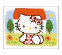 Vevaco Kits De Punto De Cruz Contado Cuadros Decoracion DIY Creativo Kit Hola Kitty EN Verano Manualidades Arte De Pared Bordar Kit Principiantes Regalo ca. 18 x 13 cm Cross Stitch Embroidery