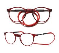 VEVESMUNDO - Gafas de lectura redondas magnéticas con cierre de imán para colgar alrededor del cuello, ligeras, para mujer y hombre, con ayuda para la lectura y cierre magnético, 2,25