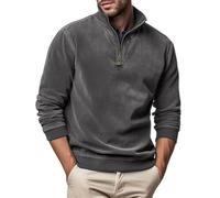 VEVESMUNDO Jersey para hombre con cuello alto, informal, terciopelo, aspecto de aprendiz, polo de punto, jersey de invierno, manga larga, cuello alto con media cremallera, gris, S