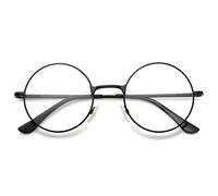 VEVESMUNDO Runde Metall Lesebrille Gafas Cerca 1,5 Herren Damen Nickelbrille Lennon Brille Lesehilfe Stärke (Schwarz, 2.5)