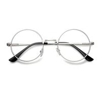 VEVESMUNDO Runde Metall Lesebrille Herren Damen Nickelbrille Lennon Brille Lesehilfe Stärke (Silber, 1.5)