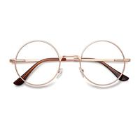 VEVESMUNDO Schoenleben Runde Metall Lesebrille Herren Damen Nickelbrille Lennon Brille Lesehilfe Stärke (Golden, 2.5)